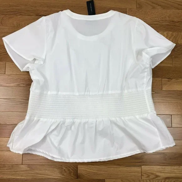 *New Lane Bryant Popover Blouse Top Womens 20 White Ruched Corset Waist Romantic - Picture 7 of 9